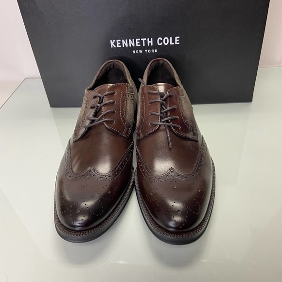 New $165 KENNETH COLE Men\'s 7.5 Brock Lace Up Wingtip Oxfords
